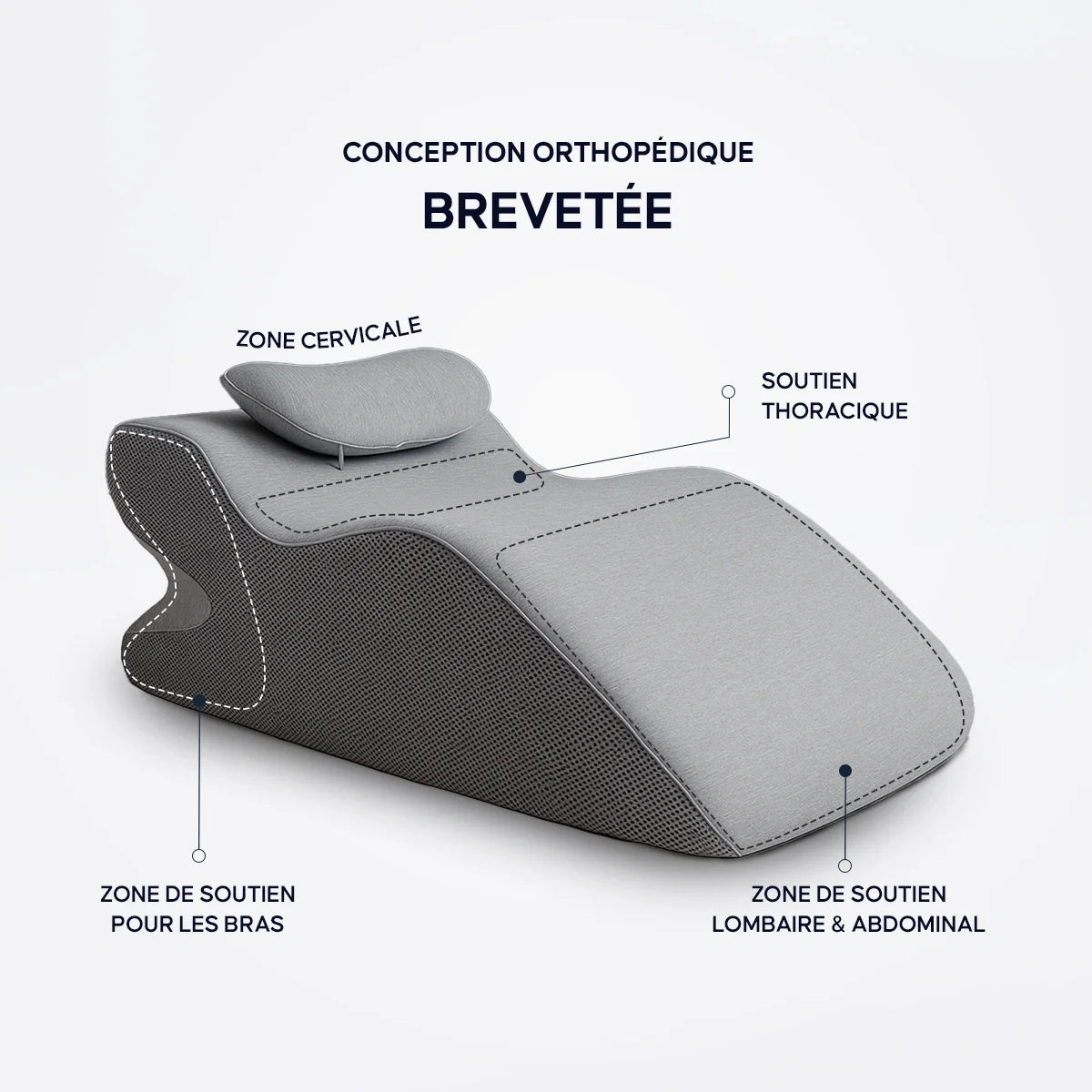 Ergonomic Wedge Pillow with Headboard Support
